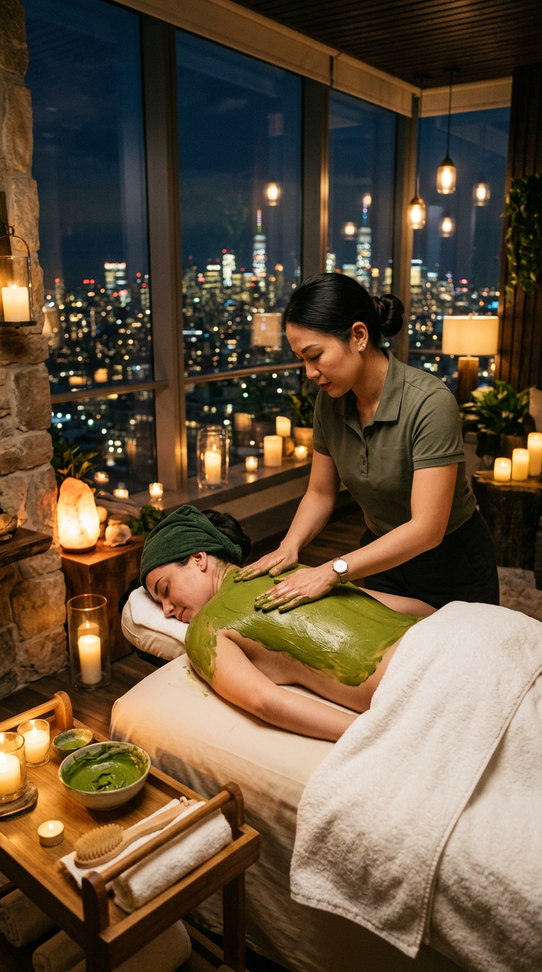 Professional spa facial and body treatment